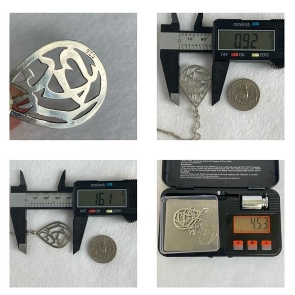 Sterling Silver 925 Teardrop Abstract Cutout Pendant Necklace 18" Box Chain - Picture 11 of 13